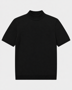 Short-Sleeve Mock Neck, Black, flatlay