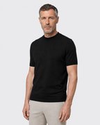 Short-Sleeve Mock Neck, Black, threequarter