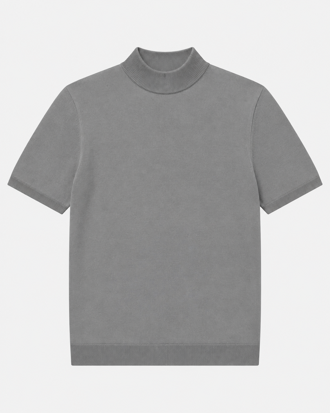 Short-Sleeve Mock Neck, Medium grey, flatlay