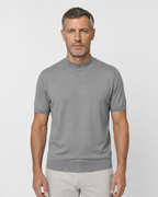 Short-Sleeve Mock Neck, Medium grey, front