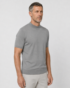 Short-Sleeve Mock Neck, Medium grey, threequarter-right