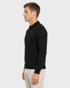 Long-Sleeve Polo, Black, side