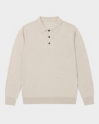 Long-Sleeve Polo, Light oatmeal, flatlay