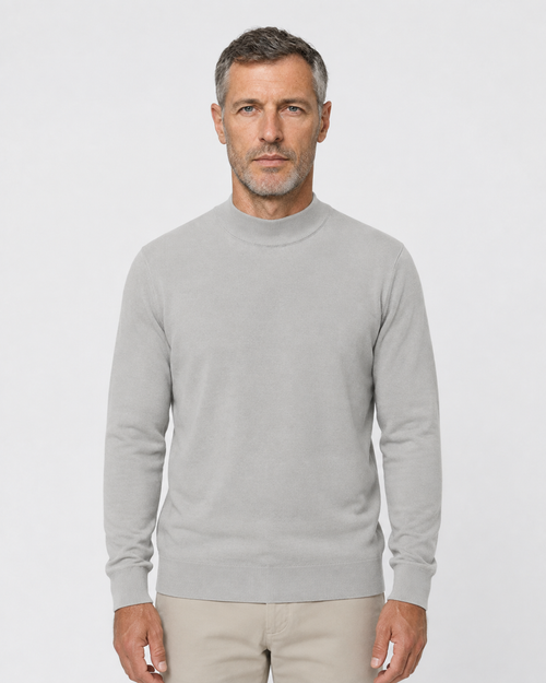 Long-Sleeve Mock Neck, Light grey, front