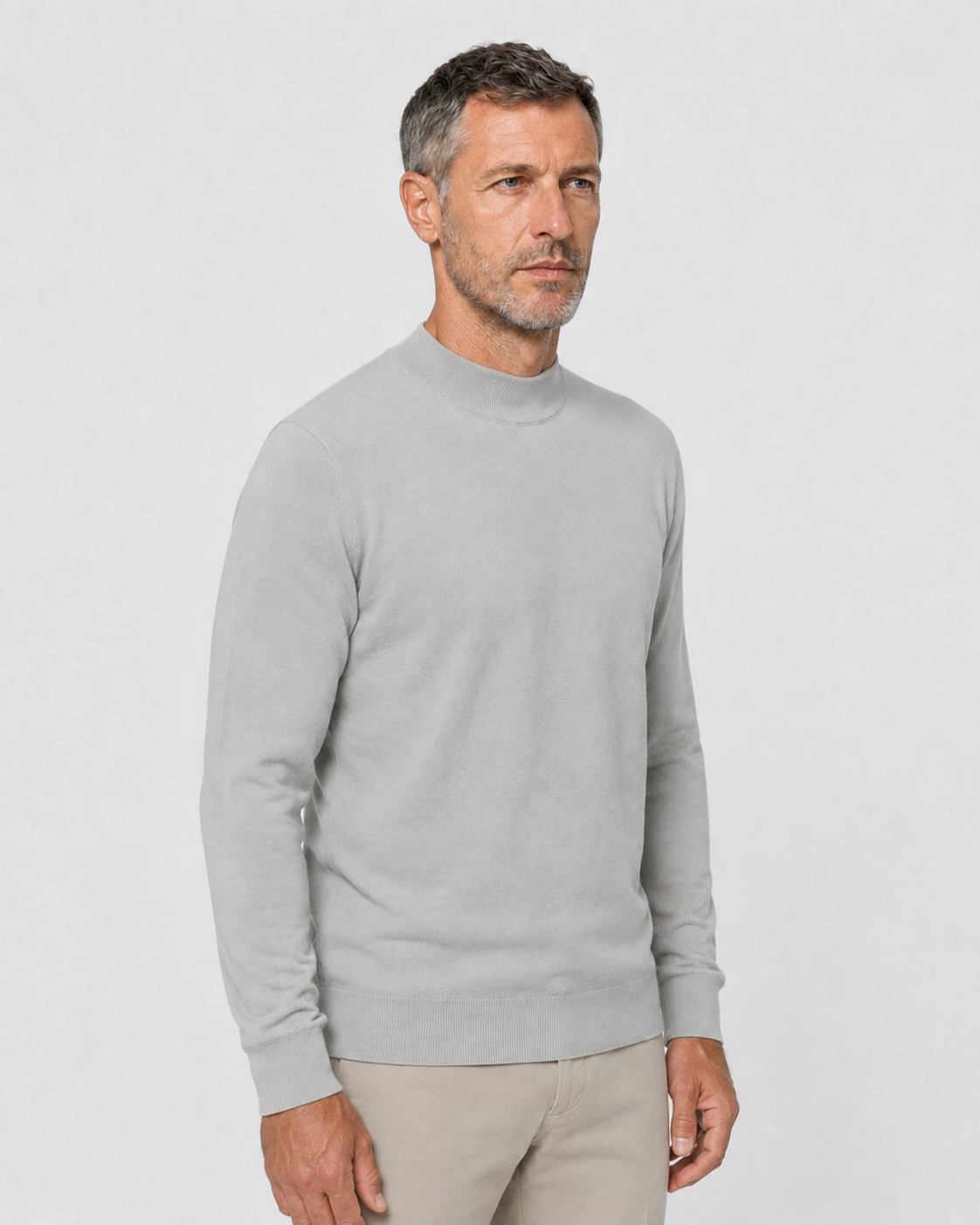 Long-Sleeve Mock Neck, Light grey, threequarter-right