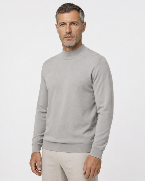 Long-Sleeve Mock Neck, Light grey, threequarter